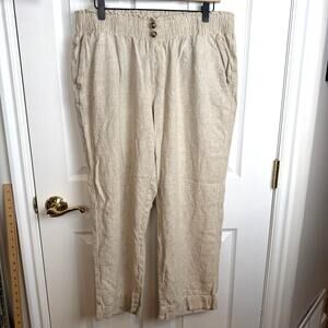Briggs Linen Pants XL Elastic Waist Pockets Casual Minimalist Coastal Vacation